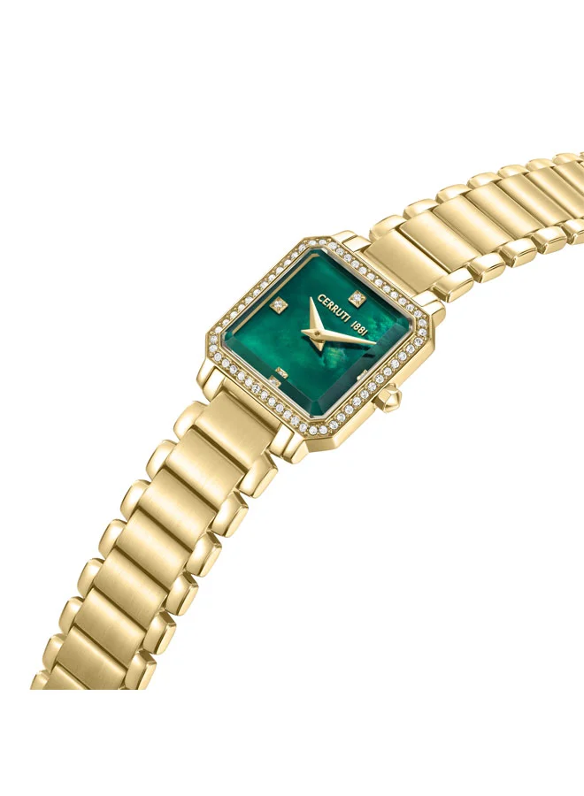 CERRUTI 1881 Perugia Yellow Gold Plated Stainless Steel Bracelet Analog Watch for Women, 22mm
